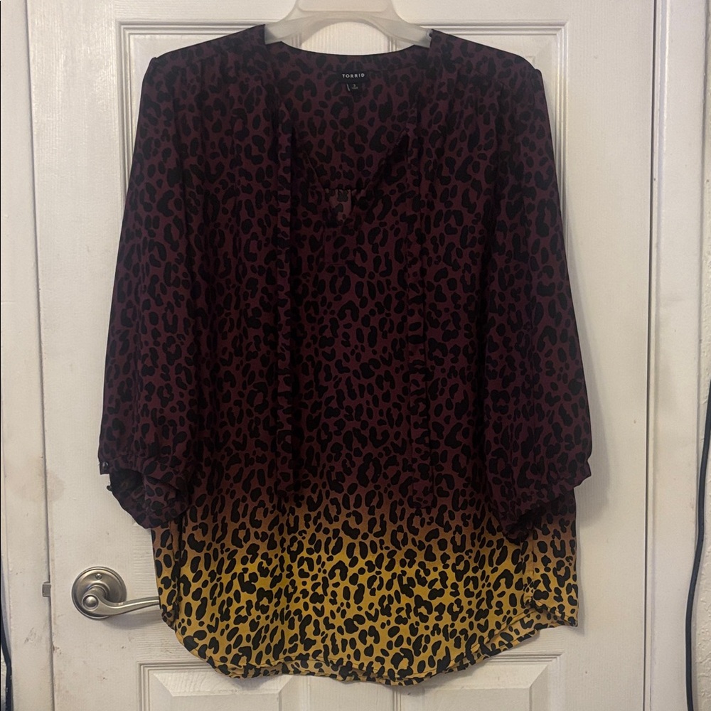 Torrid Black and Yellow Ombre Leopard Blouse